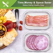 1Set 3-Layer  Meat Container For Fridge, Bacon Lunch Meat Container For Refrigerator, Meal Prep Containers, Stackable Food Storage Boxes With Lid - Trong sáng - Xem 5