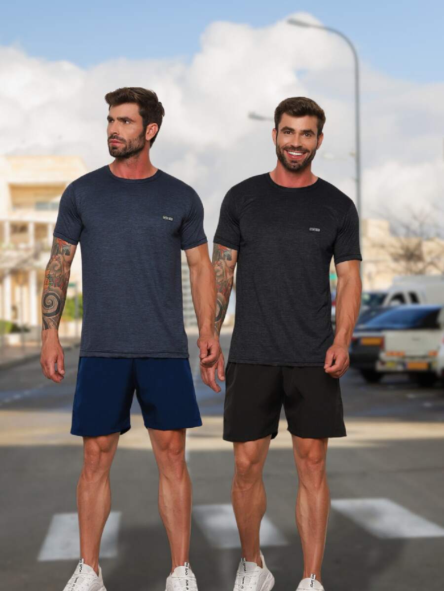 Kit 2 Men's Dryfit Set Men's Short Sleeve Shirt + Men's Tactel Shorts Kit With Two Sets - 藍色 - 查看 1