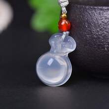 1pc Natural Crystal Agate Ice Bottom Money Bag Pendant Necklace, High Quality Gem Pendant, Necklace, All Hand-Carved, Women, Men, Quartz Crystal Necklace, Couple Necklace, Gift For Her, Suitable For Holiday Party Gifts, Quartz Crystal Gifts. - Money Bag D1 - View 2