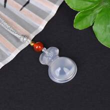 1pc Natural Crystal Agate Ice Bottom Money Bag Pendant Necklace, High Quality Gem Pendant, Necklace, All Hand-Carved, Women, Men, Quartz Crystal Necklace, Couple Necklace, Gift For Her, Suitable For Holiday Party Gifts, Quartz Crystal Gifts. - Money Bag D1 - View 3