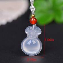 1pc Natural Crystal Agate Ice Bottom Money Bag Pendant Necklace, High Quality Gem Pendant, Necklace, All Hand-Carved, Women, Men, Quartz Crystal Necklace, Couple Necklace, Gift For Her, Suitable For Holiday Party Gifts, Quartz Crystal Gifts. - Money Bag D1 - View 4