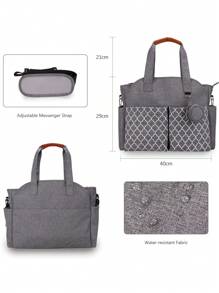 1pc Geometric Pattern Diaper Bag - Grey - View 8