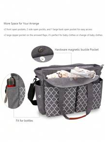 1pc Geometric Pattern Diaper Bag - Grey - View 10
