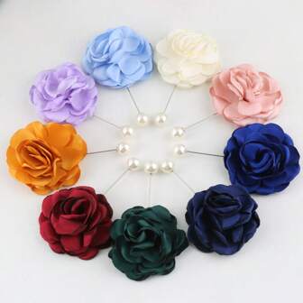 优雅仿珍珠花胸针，适合正式活动、婚礼、燕尾服装饰，1 件 XH729C 情人节