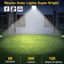 Éclairage solaire extérieur, 56 LED éclairage solaire extérieur avec détecteur de mouvement, étanche, angle d'éclairage de 120°, applique murale solaire pour jardin avec câble de 5 m