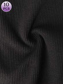 MEIYATING 10 piezas/paquete Pantaletas sin costuras para mujeres, moda de color contrastante, ajuste cómodo, negro
