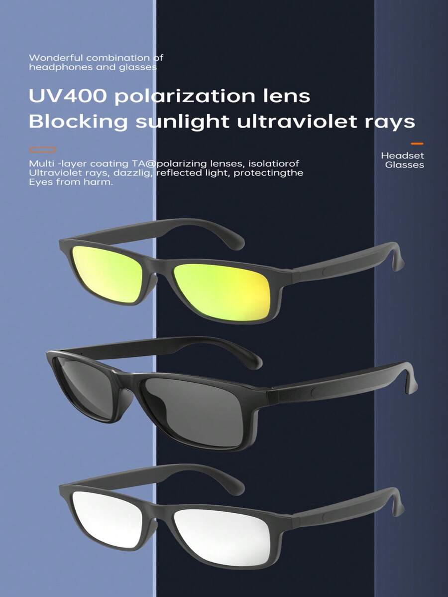 Kính nghe nhạc thông minh AirMars G10, Nghe nhạc, Tai nghe không dây, Kính thông minh, Kính râm nữ, Kính thông minh nam, Kính râm thể thao có micrô, Thiết yếu cho các chuyến đi chơi mùa hè, Kính BT, Sản phẩm điện tử - Nhiều màu - Xem 1