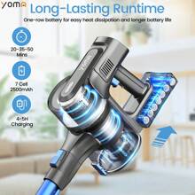 YOMA S100 Cordless Vacuum Cleaner, 350W Powerful Cordless Stick Vacuum, 7 Cell 2500mAh Battery Stick Vacuum Cordless Rechargeable, 6-In-1 Multifunction Lightweight Vacuum Cleaner For Home - Màu xanh lam - Xem 5