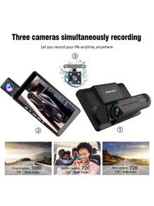 ZKCAMSPY Car Dash Cam 1080P Front Cabin And Rear Car DVR Camera 4" Video Recorder Night Vison G-Sensor Loop Recording 24h Parking Monitor - Black - View 2