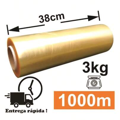 Rolo Bobina Plastico Filme Pvc Esticavel Resistente 38cm x 1000m 3kg