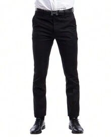 Mens Skinny Fit Solid Open Bottom Dress Pants - 黑色 - 查看 1