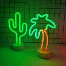 1 pièce Enseigne au néon de cactus, palmier, flamant rose, décoration fonctionnant sur batterie USB ou piles pour chambre, maison, salle de jeux, mariage, cadeau vibrant (piles non incluses)
