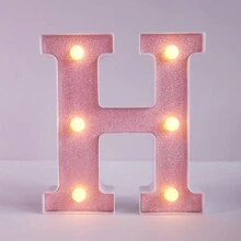 1pc Shiny Pink LED Letter Light, English Alphabet & Number Night Light, Battery Powered, Warm Glow, For Home Decor, Wall Decor, Kitchen Decor, Game Room Decor, Party Decor, Birthday Party, Outdoor Decor, Wedding Decor, Bedroom, Study, Graduation Party, Camping Decor
