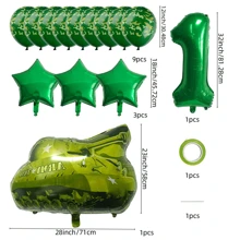 Globo de aluminio de 32 pulgadas con tema militar de camuflaje de campo para decoración de fiesta de cumpleaños, figuras - multicolor - Ver 2