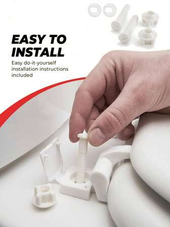 通用白色塑料马桶座铰链螺栓螺丝适用于顶装马桶座铰链，2 包