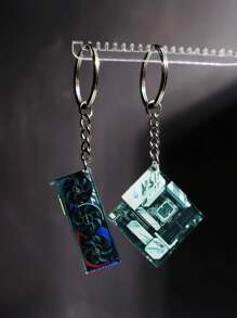 1pc Creative Acrylic Double-Sided Printed GPU Mainboard Keychain, Backpack/Handbag Decor, Gift - Multicolor - View 9