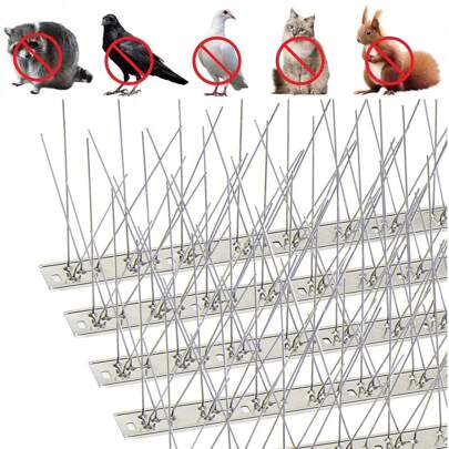12 件装鸟刺鸽子刺防鸟钉驱鸟器金属驱鸟剂不锈钢鸟刺旋转器适用于鸽子和其他小鸟