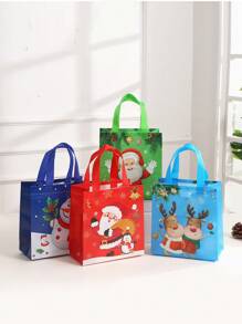 4/8/12/16 chiếc Túi quà Giáng sinh nhiều màu 23*22*11cm, Túi vải không dệt hình ông già Noel và người tuyết, Túi gói quà kẹo, Bao bì quà tặng trang trí nhà cửa tiệc Giáng sinh - Nhiều màu - Xem 3