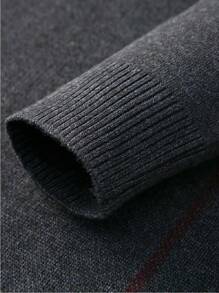 Jersey de rayas con cuello redondo. Jerséis de punto, ropa de hombre. - Negro - Ver 5