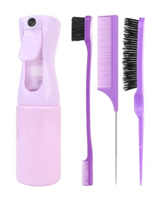 Ensemble de peignes d'arrosoir, 3 pièces brosse à cheveux coiffure lissante avec 1 pièce brosse pour bordures, 1 pièce brosse à cheveux, 1 pièce peigne queue de rat, brosse à démêler pour les cheveux bébé, accessoires roses