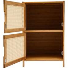 HOHOBLA LOYALHEARTDY-BTG Bamboo Nightstand With 2 Cabinets, Modern Nightstand End Table For Bedroom Side Table Small Bedside Table With Bamboo Weaving For Living Room[Best Gift For Family&Friends] - Màu Khaki - Xem 7