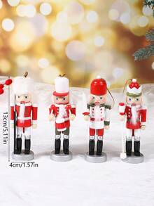 4 件 13 厘米胡桃夹子饰品，木制木偶胡桃夹子小雕像，圣诞节节日家居装饰挂饰，木制圣诞装饰品，家居节日装饰，圣诞树饰品，适合节日派对，圣诞派对装饰 - 彩色 - 查看 10