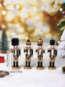 4 件 13 厘米胡桃夹子饰品，木制木偶胡桃夹子小雕像，圣诞节节日家居装饰挂饰，木制圣诞装饰品，家居节日装饰，圣诞树饰品，适合节日派对，圣诞派对装饰 - 彩色 - 查看 9