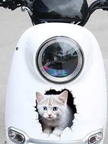 3D 猫贴纸 - 生动的个性化方块设计、防刮、防水、耐用的装饰贴纸，适用于汽车、摩托车、拖车、SUV、笔记本电脑和窗户 - 可爱猫咪