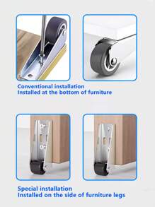 推拉门轨道滚轮静音垂直微型家具移动轴承尼龙旋转支撑门下垂轮 - 彩色 - 查看 4