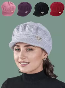 New Middle-Aged & Elderly Women's Knitted Knitted Hat With Thermal Lined , Warm Ear Protection Winter Fall