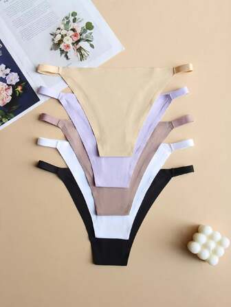 5 Packs Women's BIkini Seamless Comfort Panties: Soft & Breathable Underwear Set Hollow Out Panties, Sexy Low Waist Intimates Panties