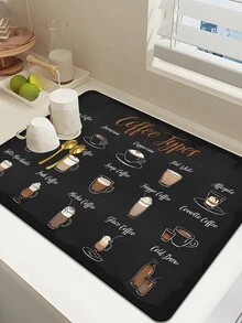 1pc, retro coffee patterns, moisture-proof absorbent coffee pads, Cafe accessories, rubber absorbent dishwashing pads, kitchen placemats, kitchen counters and perfect accessories for coffee machines!