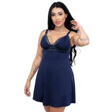 Postpartum Breastfeeding Robe And Nightgown Kit Delicate And Sensual Maternity Sets - 藏蓝色 - 查看 4