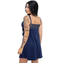 Postpartum Breastfeeding Robe And Nightgown Kit Delicate And Sensual Maternity Sets - 藏蓝色 - 查看 3