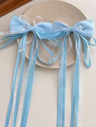 女孩发夹：2 件装蝴蝶发夹，配有流苏和缎带 - 返校发饰（优雅中国风）