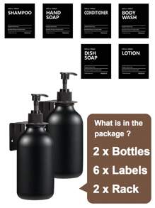 LEAPAIR 2/3 Peças Frasco Dispensador de Loção de 500ml/16.9oz com Bomba Dispensadora com Rótulos ou Suporte para Garrafa, Garrafas Recarregáveis de Shampoo e Condicionador, Frascos Dispensadores Apertáveis, Para Sabonete Líquido/Shampoo/Condicionador/Sabonete Líquido para as Mãos/Detergente Líquido/Loção, Dispensador de Armazenamento de Cozinha e Banheiro, Decoração de Banheiro Doméstico, Decoração de Outono, Volta às Aulas