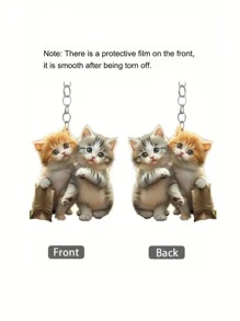 1 pièce Porte-clés en acrylique 2D chat de dessin animé, clip de sac à dos, pendentif cadeau pour amis, accessoires automobiles, accessoires de voiture, breloques de sac, sac d'école, accessoires gothiques Y2K, porte-badges avec support pour pièce d'identité, accessoires de voiture, breloques de sac