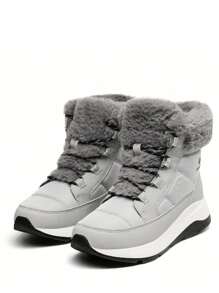 Women's Winter Snow Boots Waterproof Ankle Booties, Ladies Comfortable Boots Outdoor Christmas Festival Black  Boots - 灰色 - 查看 5