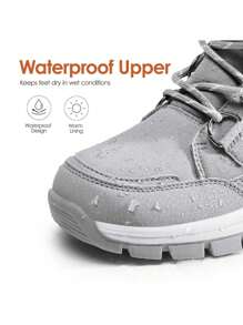 Women's Snow Boots Cozy Warm Insulated Lace Up Mid-Calf Waterproof Walking Hiking Festival Outdoor Grey Boots - 淺灰色 - 查看 5