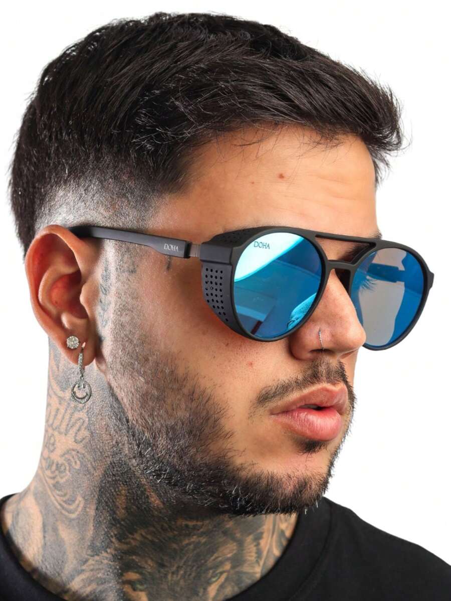 Boss Doha Men's Steampunk Sunglasses - Blue - View 1