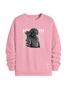 Round Neck Sweatshirt Cold Blouse Albert Streetwear Cartton Style Einstein Coat - Màu Hồng baby - Xem 1