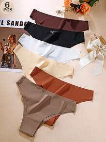 Aofeiqike 6 Prendas íntimas sin costuras para mujer, ropa interior deportiva de seda de hielo, estilo sexy europeo y americano tipo bikini, las mujeres se sienten cómodas y frescas, ropa interior femenina, un estilo dulce de país francés tipo triangular que hace que las mujeres se vean talla grande delgadas
