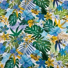 4 Pcs Summer Fabric Bundles Tropical Leaves Flower Hawaiian Quilting Patchwork For DIY Handmade Craft Home Party Decor, 19.6inch X 18.5inch (50cmx47cm)