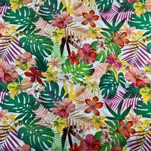 4 Pcs Summer Fabric Bundles Tropical Leaves Flower Hawaiian Quilting Patchwork For DIY Handmade Craft Home Party Decor, 19.6inch X 18.5inch (50cmx47cm)