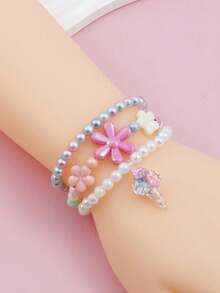 3pcs/Set Kids Colorful Acrylic Popsicle Bead Bracelet Jewelry Accessories - Multicolor - View 1