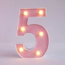 1pc Shiny Pink LED Letter Light, English Alphabet & Number Night Light, Battery Powered, Warm Glow, For Home Decor, Wall Decor, Kitchen Decor, Game Room Decor, Party Decor, Birthday Party, Outdoor Decor, Wedding Decor, Bedroom, Study, Graduation Party, Camping Decor