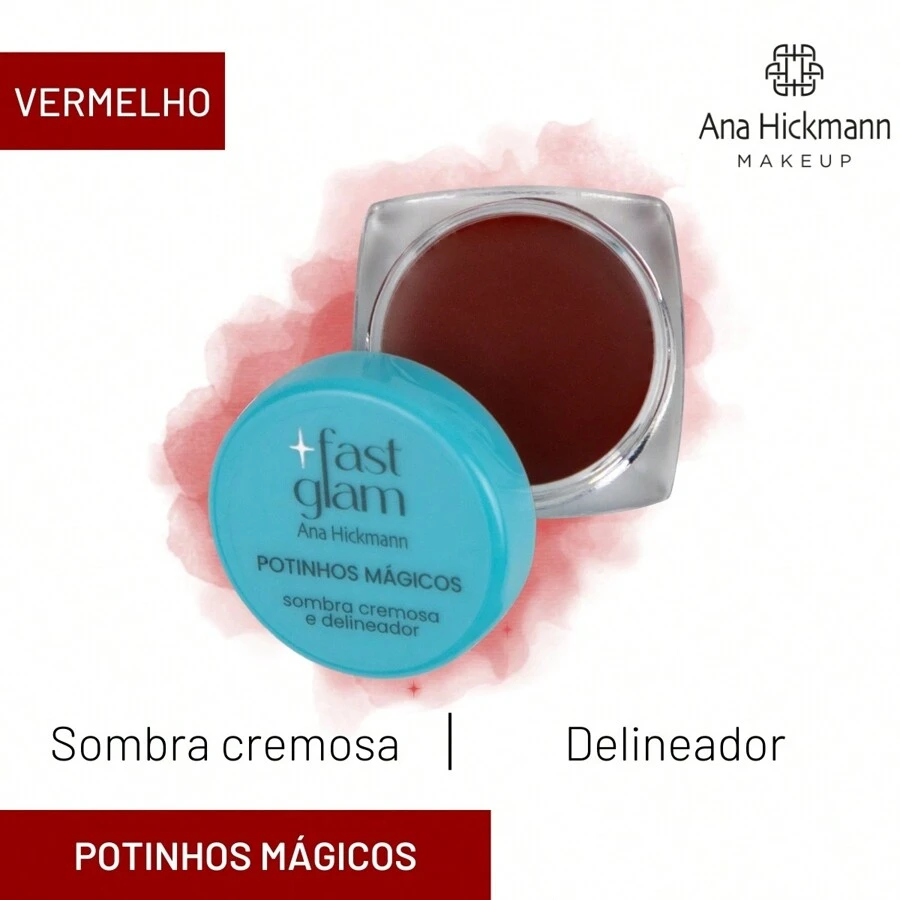 Creamy Eyeshadow And Eyeliner Ana Hickmann Fast Glam Potinhos Mágicos - Đỏ - C398 - Xem 1