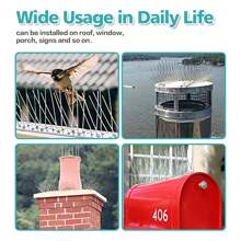 12 件装鸟刺鸽子刺防鸟钉驱鸟器金属驱鸟剂不锈钢鸟刺旋转器适用于鸽子和其他小鸟