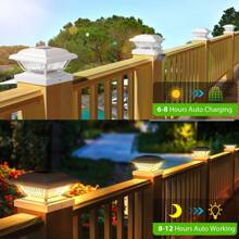 6 Pack Solar Powered Fence Post Cap Lights, High Brightness Solar Outdoor Post Lights Waterproof For 4x4, 4.5x4.5, 5x5 Posts Fence Deck Patio Garden Decoration - 白色 - 查看 5