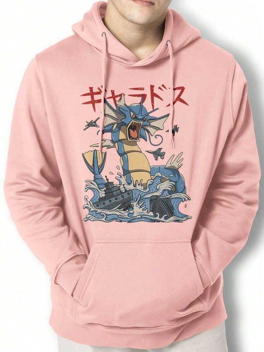 Gyarados Monster Kaiju Hoodie Kangaroo Blouse IZPJ1 - Màu Hồng baby - Xem 1